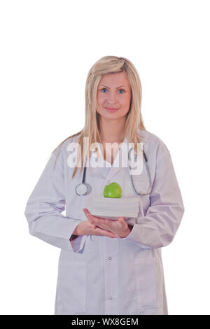 Female Doctor holding an apple Banque D'Images