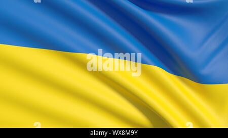 Drapeau de l'Ukraine. Texture tissu très détaillées des Galapagos. Banque D'Images