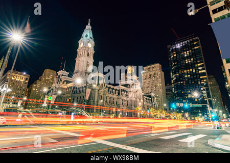 Nuit hôtel de ville Philladelphia Banque D'Images