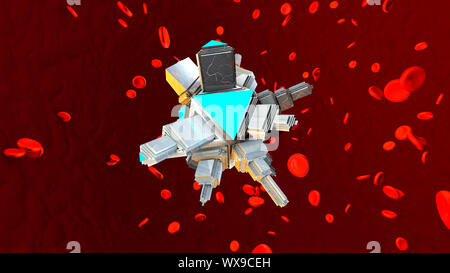 Un nano bot dans le jet de sang humain Banque D'Images