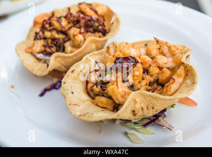 Tacos de crevettes, cuisine mexicaine authentique Banque D'Images