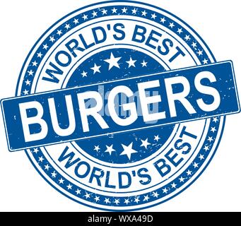Illustration de mondes meilleurs hamburgers timbre bleu icône design Illustration de Vecteur