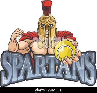 Trojan Spartan Sports Tennis Mascot Illustration de Vecteur