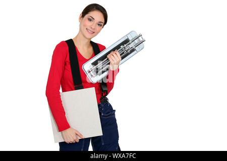 Une femme sur le point de jeter 600x600/ Banque D'Images