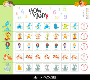 Jeu de compte avec les personnages de dessins animés Banque D'Images