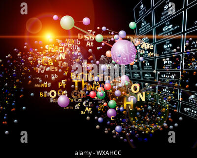 Série Projections chimiques. Composition chimique des icônes, et des éléments de conception graphique fractale avec relation métaphorique à la chimie, la biologie, phar Banque D'Images