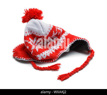 Stockage d'hiver rouge Hat isolé sur fond blanc. Banque D'Images