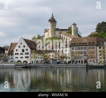 Schaffhausen, SH / Suisse - 22 Avril 2019 : château Munot et du Rhin à Schaffhouse ville Banque D'Images