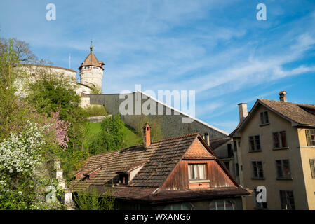 Schaffhausen, SH / Suisse - 22 Avril 2019 : château Munot Schaffhausen avec vue sur la ville Banque D'Images