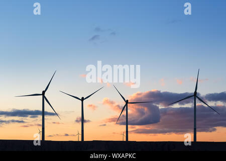 L'énergie éolienne au coucher du soleil Banque D'Images