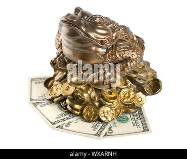 Tirelire grenouille isolé sur fond blanc Banque D'Images