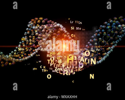 Composition abstraite d'icônes graphiques fractal, chimiques et d'éléments de conception approprié comme élément dans des projets liés à la chimie, la biologie, pharmacolo Banque D'Images