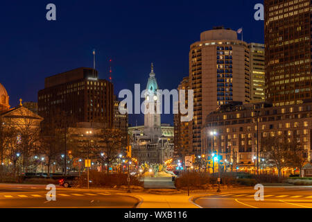 Nuit hôtel de ville Philladelphia Banque D'Images