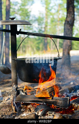 Camping électrique sur la gravure de camp Banque D'Images