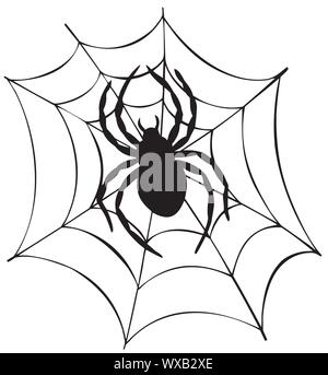 Silhouette d'araignée dans le web Illustration de Vecteur