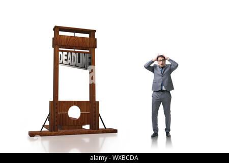 Businessman dans délai concept avec guillotine Banque D'Images