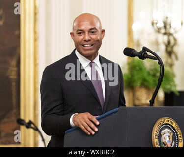 Washington, DC, USA. 16 Sep, 2019. 16 septembre 2019 - Washington, DC, United States : Mariano Rivera, ancien lanceur des Yankees de New York, s'exprimant lors de la présentation de la Médaille présidentielle de la liberté pour lui dans l'East Room de la Maison Blanche : Crédit Michael Brochstein/ZUMA/Alamy Fil Live News Banque D'Images