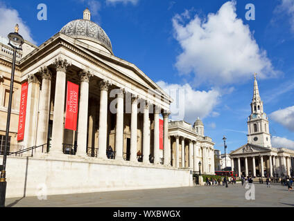 La National Gallery et la St Martin-in-the-Fields church à Londres Banque D'Images