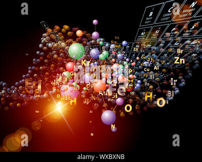 Série Projections chimiques. La conception d'arrière-plan d'icônes graphiques fractal, chimiques et des éléments de conception sur la question de la chimie, la biologie, la pharmacologie d'une Banque D'Images