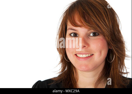 Jeune fille avec les yeux bruns et les cheveux rouges Banque D'Images