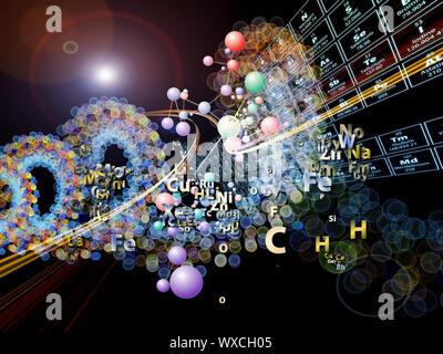 Série Projections chimiques. La disposition des icônes graphiques fractal, chimiques et des éléments de conception sur la question de la chimie, de la biologie, de la pharmacologie et de mod Banque D'Images