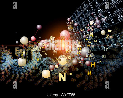 Série Projections chimiques. Fond d'icônes graphiques fractal, chimiques et des éléments de conception sur la question de la chimie, biologie, pharmacologie et moderne Banque D'Images