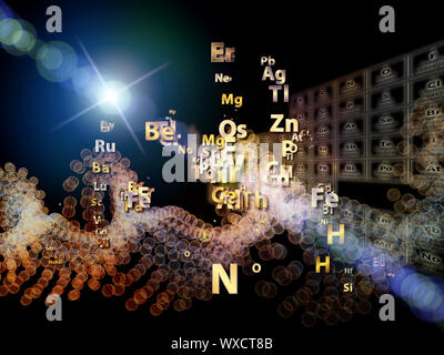 La composition chimique de l'arrière-plan, des icônes et des éléments de conception graphique fractale pour compléter vos modèles sur le thème de la chimie, la biologie, pharm Banque D'Images