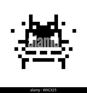 Un simple pixel monster face noir et blanc Banque D'Images