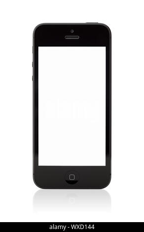 Kiev, Ukraine - le 9 janvier 2013 : le nouveau noir Apple iPhone 5, sixième génération version de l'iPhone est plus mince et plus léger en haute-modèle resol Banque D'Images