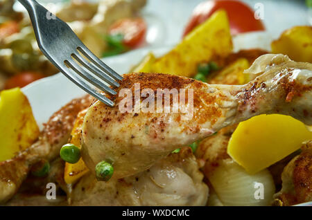 Poulet Vesuvio italo-américain Banque D'Images