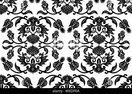 Seamless floral noir ethnique tribal motif de fond vecteur d'impression Illustration de Vecteur