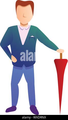 Businessman parapluie rouge icône. Caricature de businessman parapluie rouge icône vecteur pour la conception web isolé sur fond blanc Illustration de Vecteur