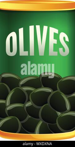 L'icône de boîte d'olives noires. Caricature d'olives noires tin can icône vecteur pour la conception web isolé sur fond blanc Illustration de Vecteur