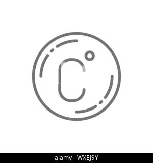 Vector de la température en degrés Celsius, l'icône de la ligne du thermomètre. Illustration de Vecteur