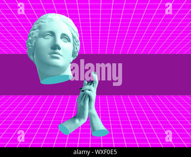 Affiche d'art conceptuel moderne avec l'ancienne statue de buste de Vénus. Collage de l'art contemporain. Banque D'Images