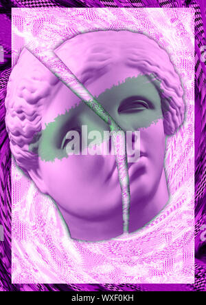 Affiche d'art conceptuel moderne avec l'ancienne statue de buste de Vénus. Collage de l'art contemporain. Banque D'Images