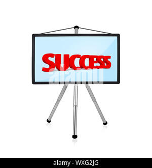 Flat panel sur trépied avec la réussite est le fruit d'un sur un fond blanc Banque D'Images