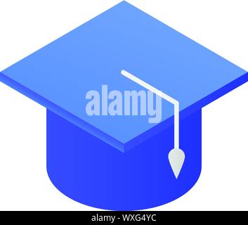 L'icône bleu bouchon universitaire. Les universitaires de bleu isométrique icône vecteur pour la conception web isolé sur fond blanc Illustration de Vecteur