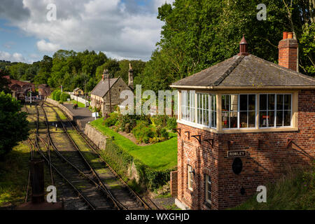 UK, County Durham, Beamish, musée, Ville, Gare et Rowley fort Signal Banque D'Images