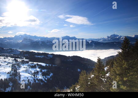 L'heure d'hiver dans les Alpes, crépuscule Banque D'Images