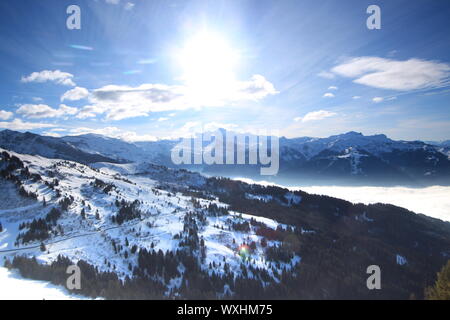 L'heure d'hiver dans les Alpes, crépuscule Banque D'Images