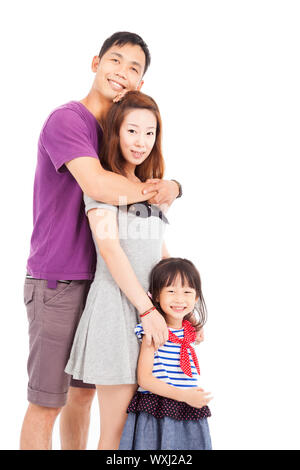 Happy asian family isolated on white Banque D'Images