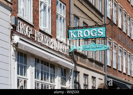 Krogs Fiskerestaurant (Krog's Fish Restaurant) sur Gammel Strand, Copenhague, Danemark Banque D'Images