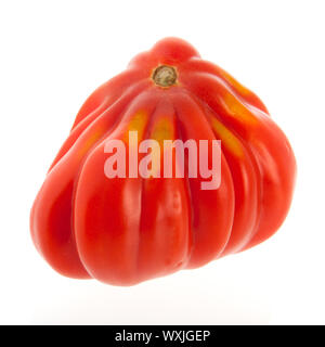 Tomate coeur de boeuf plus isolé sur fond blanc Banque D'Images