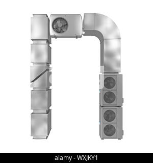 Lettre N des tuyaux de ventilation et climatisation. Le rendu 3D Banque D'Images
