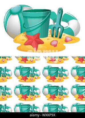 Seamless background design avec des jouets de plage illustration Illustration de Vecteur