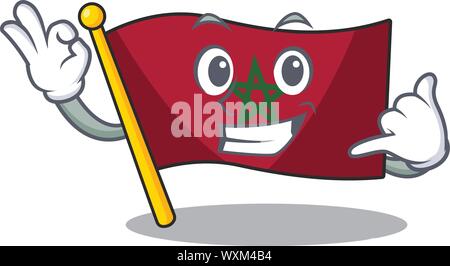 Drapeau maroc Appelez-moi colle à mascot wall Illustration de Vecteur