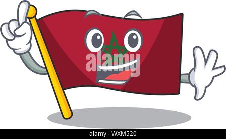 Drapeau maroc doigt colle à mascot wall Illustration de Vecteur