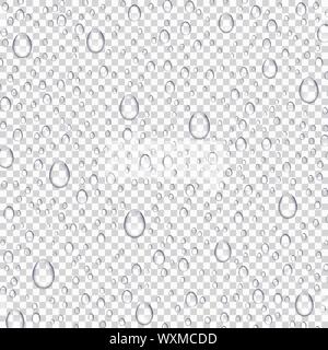 Pluie Gouttes eau réaliste isolé sur fond transparent Illustration de Vecteur