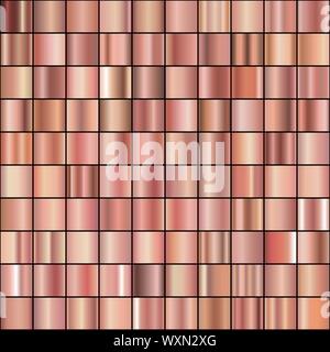 Ensemble d'or rose réalistes gradients. Vector collection métal pour frontière, cadre, conception de ruban Illustration de Vecteur